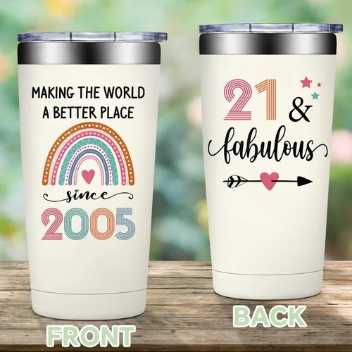 Miniatura 5 de Regalos de cumpleaños 21 para ella, decoraciones de cumpleaños 21 para mujeres, regalos de 21 años para mujeres, hija, niñas, vaso fabuloso 21 de 20