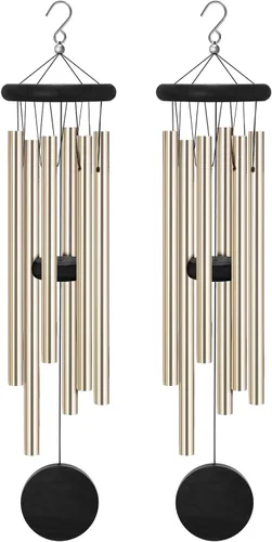 Miniatura 8 de Campanillas de viento conmemorativas para exteriores con 6 tubos de aleación de aluminio y gancho, campanillas de viento para decoración del hogar