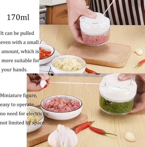 Miniatura 3 de Picadora manual de alimentos para verduras, frutas, nueces, cebollas, ajo, jengibre, chile, especias, hierbas, minicuradora de mano, batidora