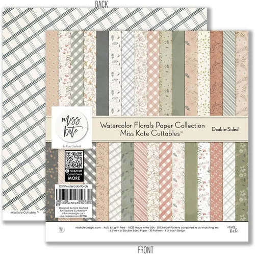 Miniatura 5 de Paquete de papel de patrón – Acuarela Florales – Papel de álbum de recortes de 12 x 12 pulgadas, 12 x 12 pulgadas, diseño floral de álbumes
