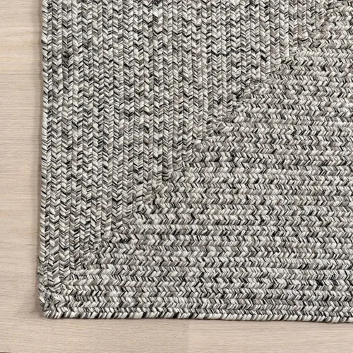 Miniatura 4 de nuLOOM Wynn Tapete trenzado para interiores y exteriores, 6 pies, cuadrado, color gris claro/sal y pimienta