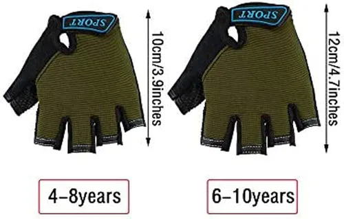 Miniatura 3 de 3 pares de guantes de medio dedo para niños guantes de deporte antideslizantes guantes de gel para niños ciclismo ciclismo