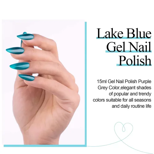 Miniatura 4 de Aegean Blue - Esmalte de uñas en gel azul, 0.5 onzas líquidas, esmalte en gel translúcido azul verde, removible con remojo, lámpara UV, arte