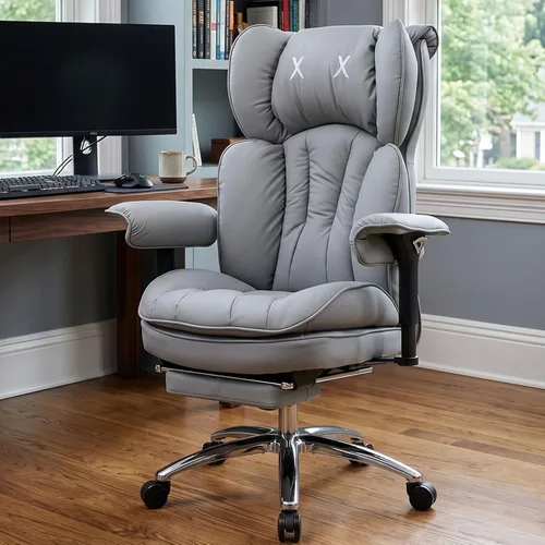 Miniatura 15 de Efomao Silla de oficina grande y alta con reposapiés, silla de computadora de respaldo alto con reposabrazos ajustables, silla de oficina ejecutiva