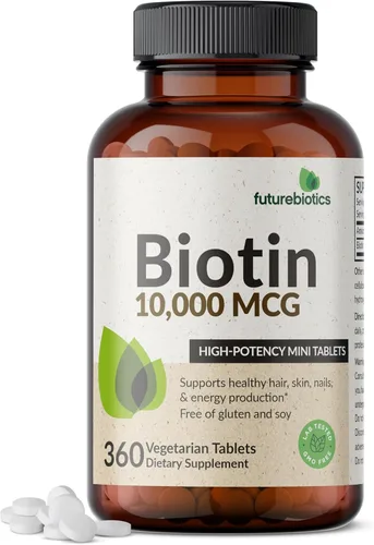 Futurebiotics Biotin 10,000 comprimidos de alta potencia MCG apoyan la producción de energía saludable para el cabello, la piel y las uñas y la