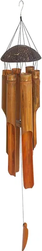Miniatura 2 de Campanillas de viento grandes de bambú de coco de 35 pulgadas para exteriores, campanillas de madera de tono profundo hechas a mano para jardín