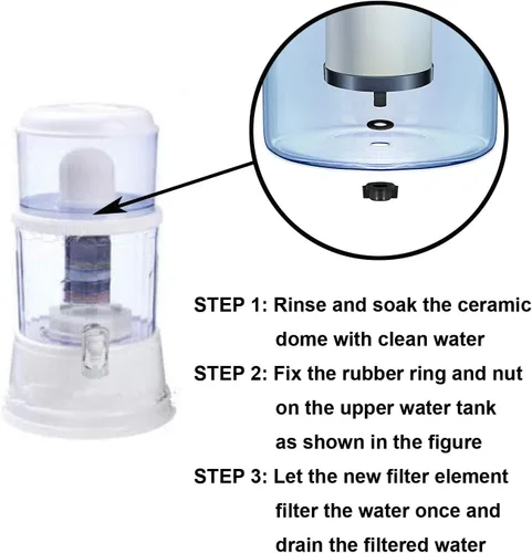 Miniatura 5 de HUI NING - Kit de filtro de agua y grifo de cúpula de cerámica de repuesto para encimera, cubo de agua doméstico, sistemas de filtración