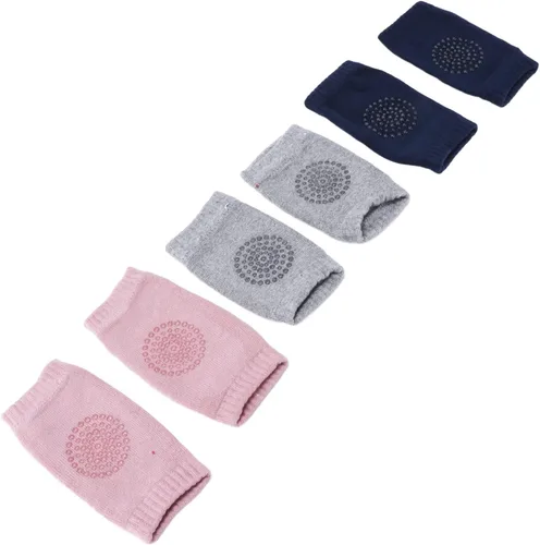 Miniatura 4 de 3 pares de protectores de rodilla para bebé que gatea la rodilla antideslizante algodón unisex bebé rodilla cómoda y transpirable para bebés