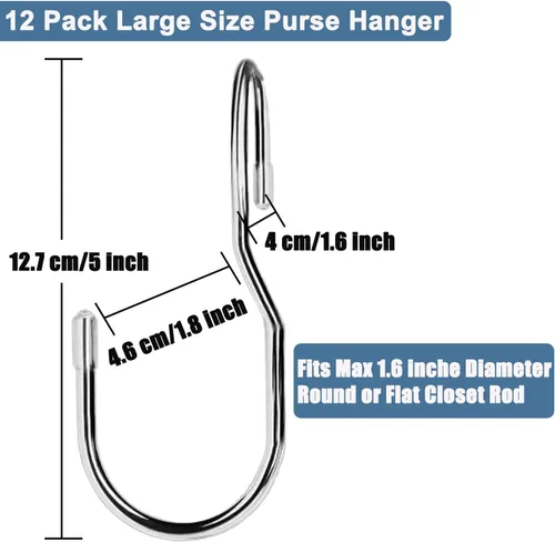 Miniatura 4 de Ganchos para colgar bolsos en el armario, gancho de bolsa con diseño único de torsión, ganchos para varilla de armario de 12.7 cm de gran