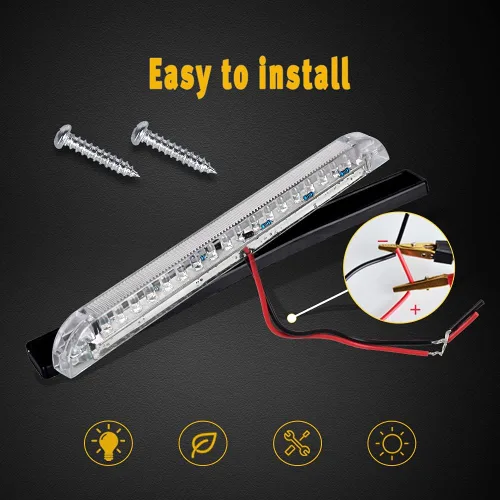 Miniatura 5 de Nifeida Lente transparente de 8 pulgadas, 18 LED, impermeable, barra de luz, soporte en superficie para barcos marinos de 12 V, luz interior, Blanco