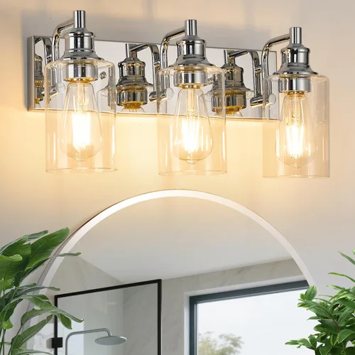 Miniatura 12 de Lámparas de baño de 3 luces, modernas luces de tocador negras para accesorios de iluminación de baño, accesorios de iluminación sobre espejo