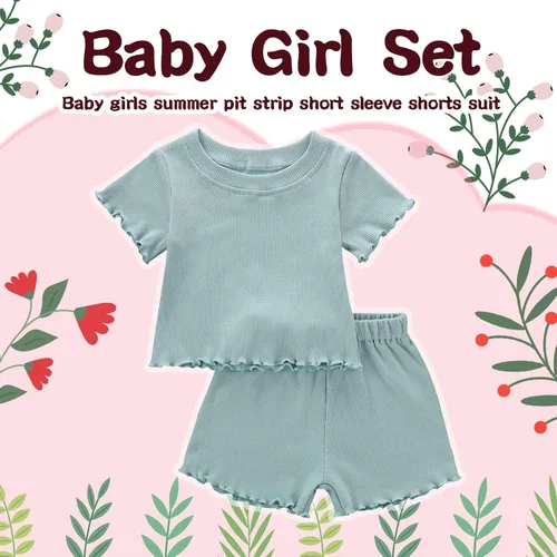 Miniatura 2 de Dimoybabe Conjunto corto de algodón de punto para bebé niña pequeña