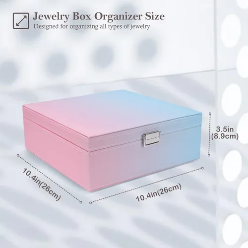 Miniatura 4 de ProCase Joyero para mujeres, niñas, novia, esposa, regalo ideal, organizador de joyas de cuero grande con dos capas para aretes, pulseras, anillos