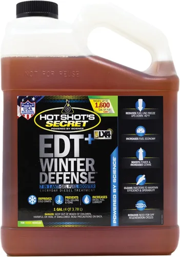 Hot Shot's Secret EDT+ Winter Defense, aditivo de combustible diésel 7 en 1 anti-gel - Previene la gelificación, protege el sistema de combustible