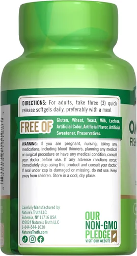 Miniatura 7 de Nature's Truth Triple Omega 3-6-9 cápsulas blandas 3600 mg 60 unidades Aceites de pescado, lino, borraja Suplemento sin OMG y sin gluten
