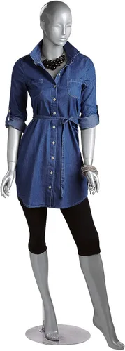 SSWBasics Maniquí Cuerpo Completo Mujer Plata Cameo 5'10" con Base - Cuerpo de Maniquí de Fibra de Vidrio para Exhibición