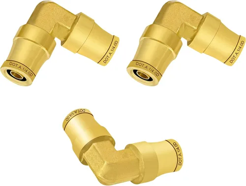 Miniatura 10 de Siptenk 1/2 DOT Air Line Fittings 5PCS, unión recta de latón 1/2 "OD Air Brake Line Fittings Quick Push to Connect Fittings for Truck Trailers