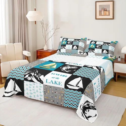 Miniatura 29 de Erosebridal Juego de sábanas de ancla náutica, sábanas de brújula oceánica, tamaño individual para niños, adolescentes, adultos, decoración