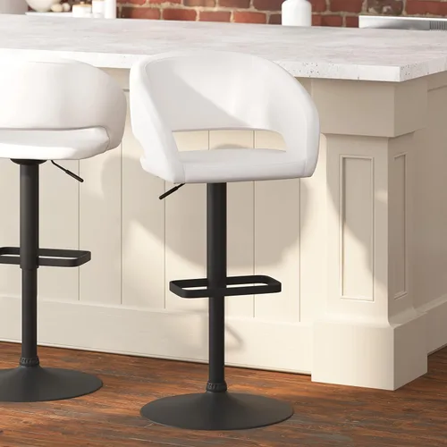 Miniatura 12 de Taylor & Logan Jenna Taburete giratorio ajustable 360 con base negra en vinilo negro