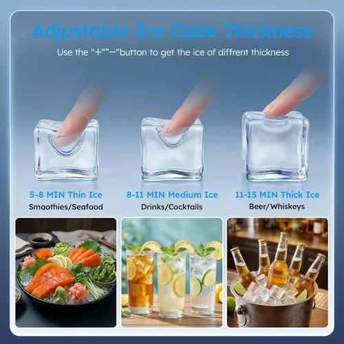 Miniatura 8 de Máquina comercial para hacer hielo – 150 libras/24 horas, máquina de hielo comercial con contenedor de almacenamiento de 50 libras, debajo