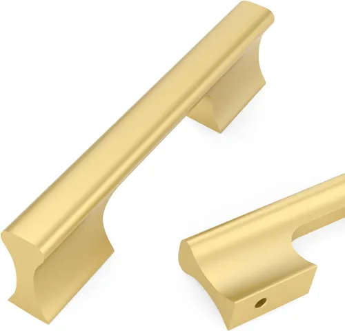 Miniatura 24 de Asidrama - Paquete de 10 manijas de gabinete de cocina color oro cepillado de 3 pulgadas (76mm), accesorios dorados para gabinetes de cocina