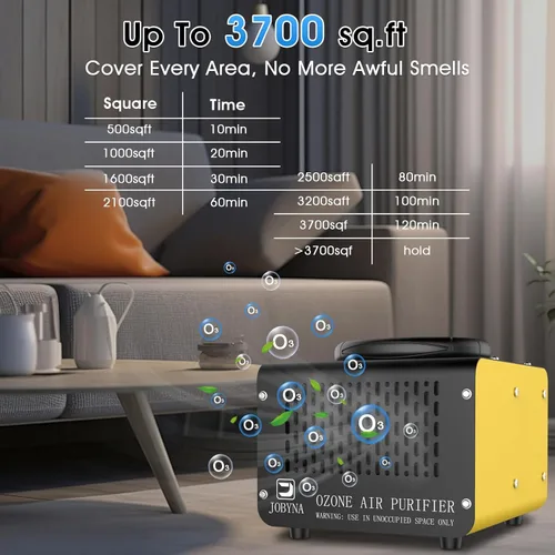 Miniatura 4 de JOBYNA Generador de ozono Agua Aire, 28,000 mg/h Modo de aire y 500 mg/h Modo de agua Purificador de aire de ozono, Máquina de ozono doméstico e