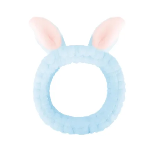 Miniatura 17 de Jowmoy Bonita diadema de orejas de conejo, diseño de ojo de rana, elástica para lavar la cara, para mujeres, maquillaje, ducha, spa. Q-Orejas