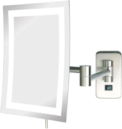 Miniatura 13 de JERDON Espejo de maquillaje rectangular para montaje en pared con aumento 5X, espejo de maquillaje iluminado con cable de alimentación de 6 pies
