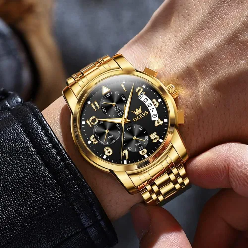 Miniatura 3 de OLEVS Mens Watches Big Face Watches Stainless Steel Waterproof Date Analog Quartz Watches Fashion Business Chronograph Wrist Watches for Men