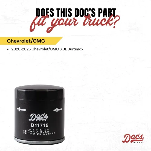 Miniatura 3 de Doc's Diesel Filtro de aceite D11715 Compatible con Chevrolet/GMC 3.0L Duramax 2020+ Sustituye a PF66