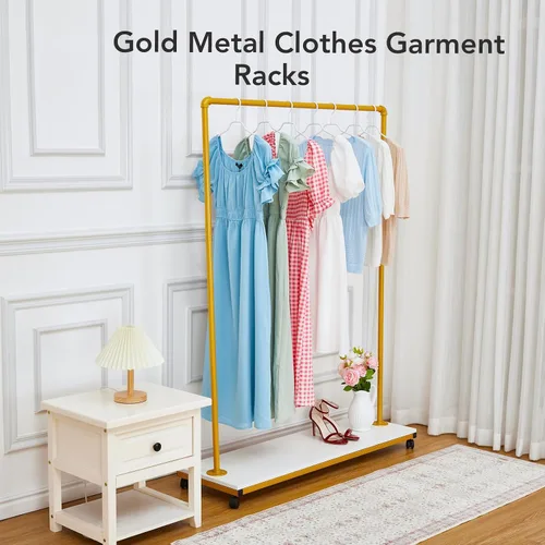 Miniatura 2 de Towallmark Perchero de ropa resistente de 63 pulgadas con ruedas y estante inferior para colgar ropa, perchero de metal para abrigos, camisas