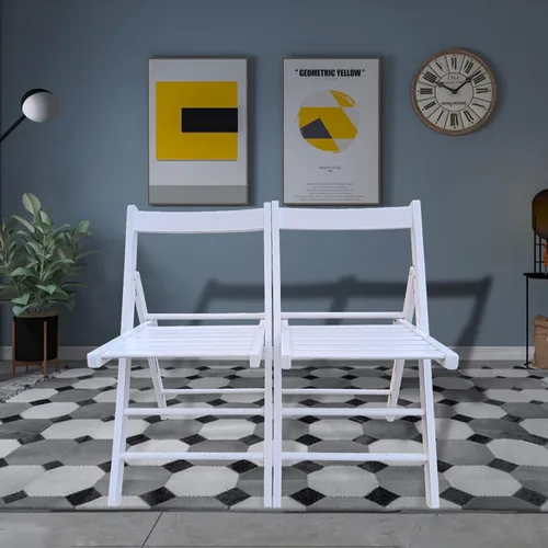 Miniatura 2 de DSHADE Juego de 2 sillas plegables de madera de listones plegables para eventos especiales, sillas plegables de fiesta de estilo plegable para Blanco
