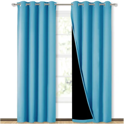 NICETOWN Cortinas 100 % opacas de 84 pulgadas de largo, par de cortinas de ahorro de energía y bloqueo de ruido para ventana de habitación de bebé,