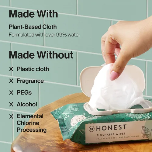 Miniatura 8 de The Honest Company Toallitas desechables para piel sensible Sin fragancia, hipoalergénicas, 99% agua, seguras para tirar al inodoro Toallitas