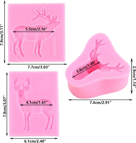 Miniatura 2 de Molde de silicona para ciervos de Navidad, moldes de fondant 3D, molde de alce para decoración de pasteles de Navidad, decoración de cupcakes