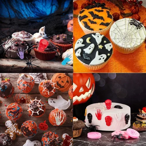 Miniatura 4 de Moldes de Halloween de Silicona Calabaza Calavera Murciélago Esqueleto Mano Murciélago Fantasma para Chocolate Dulces Fondant Arcilla Polimérica