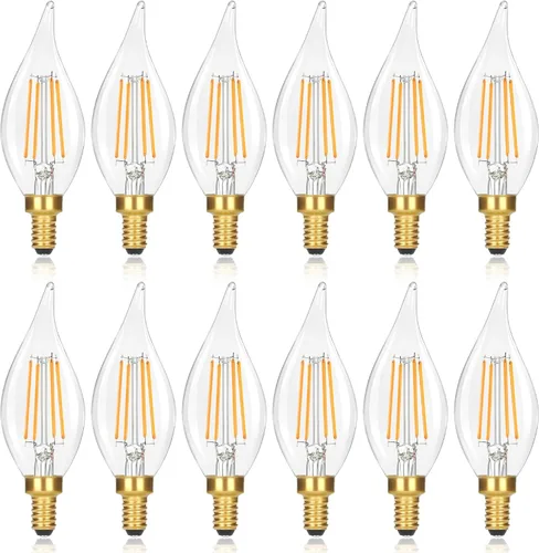 Miniatura 8 de Bombillas LED E12 para candelabro, regulables, equivalente a 40 W, 5000 K, luz diurna brillante, bombillas de vela blanca, 4W 460 LM decorativo CA10