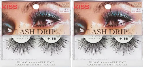 Miniatura 12 de KISS - Pestañas postizas Lash Drip, Spiky X Boost Volume, efecto hidratado de aspecto húmedo único, pestañas postizas reutilizables de varias (Icy)