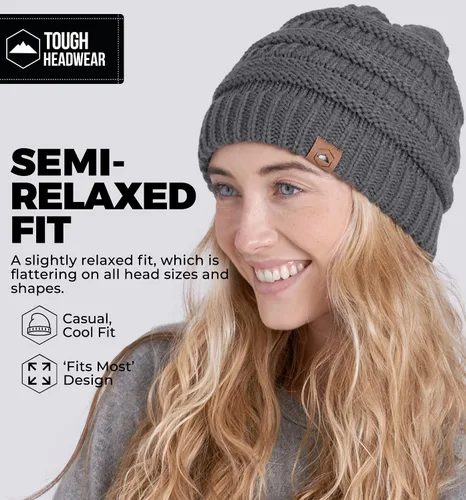 Miniatura 63 de Gorro de punto para mujer, cálido y suave, elástico, para clima frío de Tough Headwear