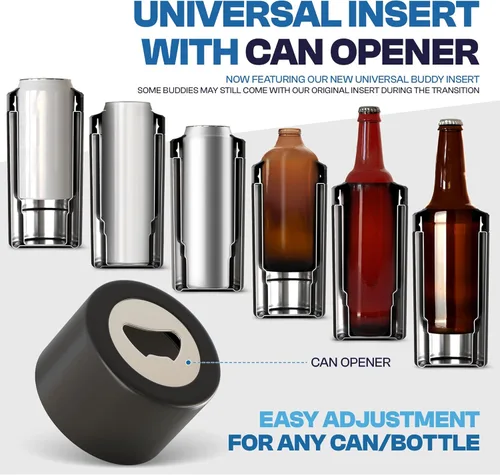 Miniatura 4 de Frost Buddy Universal Can Cooler - Fits all - Stainless Steel Can Cooler for 12 oz & 16 oz Regular or Slim Cans & Bottles - Stainless Steel