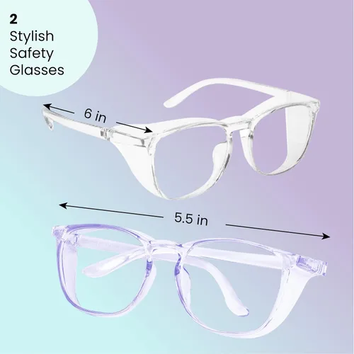 Miniatura 3 de Aqulius 2 Pack Stylish Safety Glasses Goggles, Scratch Resistant, Safety Glasses for Women, Blue Light, Glasses for Nurses Azul/Claro