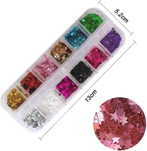 Miniatura 2 de EBANKU Star Glitter Confetti, 24 cajas de lentejuelas holográficas 3D láser arte de uñas escamas coloridas uñas purpurina manicura calcomanías