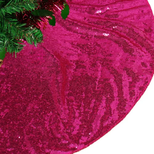 AMZLOKAE Falda de árbol de Navidad de 36 pulgadas con lentejuelas rosas - Falda de árbol de Navidad brillante para Navidad y Halloween, cubierta de