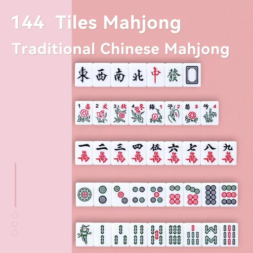 Miniatura 7 de drizzle Juego de Mahjong Mini de Viaje Rosa de 20mm con Instrucciones - 146 Azulejos Portátiles - para Principiantes con 4 Piezas de Estantes 2