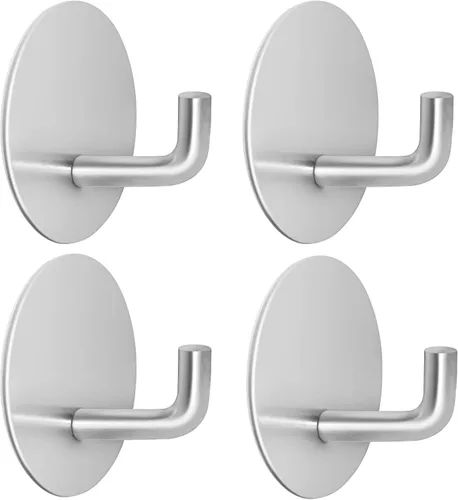 Miniatura 12 de Ganchos adhesivos para baños, 4 ganchos para toallas para colgar sombrero, bata, abrigo, ganchos para cocina, ganchos adhesivos fuertes sin daños