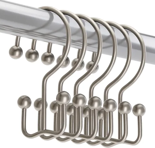 Miniatura 12 de Titanker Ganchos Anillos para Cortina de Ducha, Ganchos de Ducha de Metal de Doble Deslizamiento Resistentes al Óxido para Barras de Cortinas
