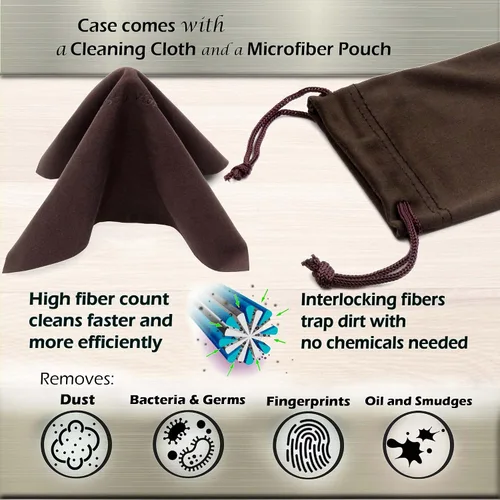 Miniatura 6 de MyEyeglassCase Estuche rígido para gafas, tamaño mediano, con borde de fácil apertura y paño de limpieza