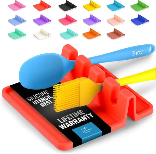 Miniatura 33 de Zulay - Soporte extragrande de silicona con bandeja antigoteo para múltiples utensilios de cocina, reposacucharas resistente al calor y sin BPA