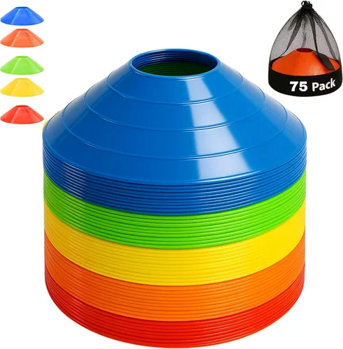 Paquete de 75/50/25, Juego de Conos de Entrenamiento de Fútbol de Grado Profesional, Conos de Agilidad Duraderos con Bolsa de Transporte y Soporte