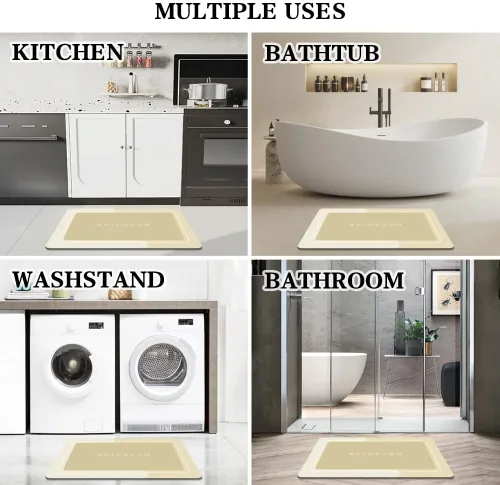 Miniatura 8 de Tapete de baño, tapetes de baño súper absorbentes, antideslizantes, de secado rápido, tapetes de goma fina para piso de baño que caben debajo